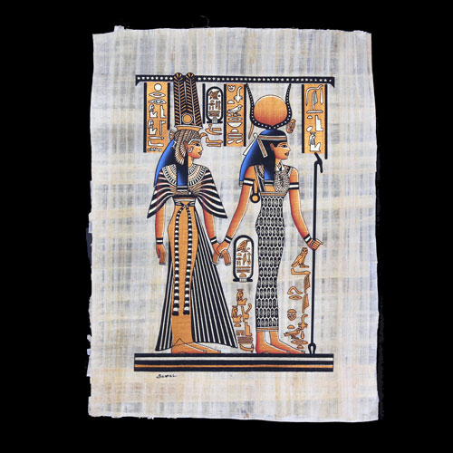 パピルス画 イシスとネフェルタリip-001a｜素敵なエジプト香水瓶をお求めなら通販ショップ「エジプト雑貨のアリババ」